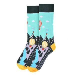 Men's Hot Air Balloon Crew Socks Mens Gift for Man Dress Sock Groomsman Socks